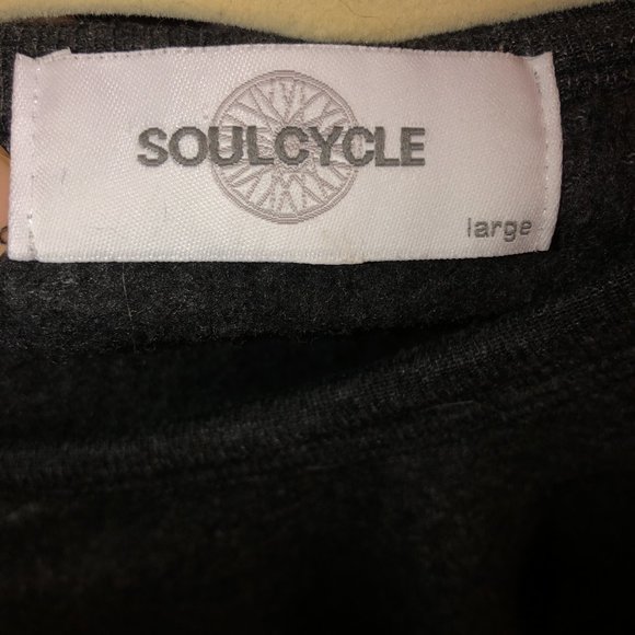 soulcycle charcoal gray marl knit crew neck sweatshirt top L - Picture 2 of 3